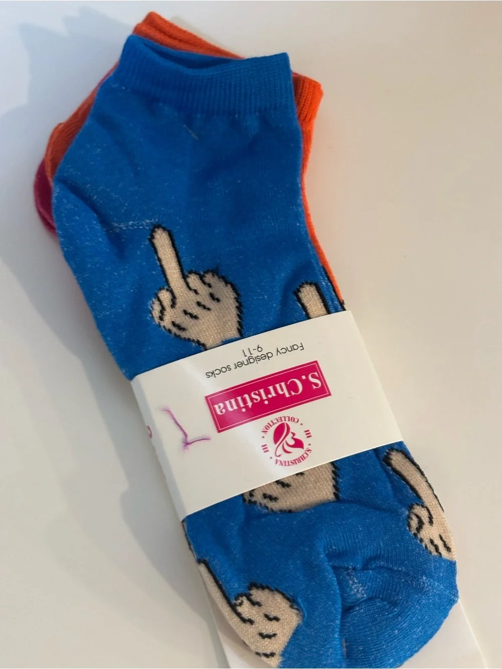 S Christina Novelty Ankle Socks 3 Pack Women's 9-11 Middle Finger Emoji NWT